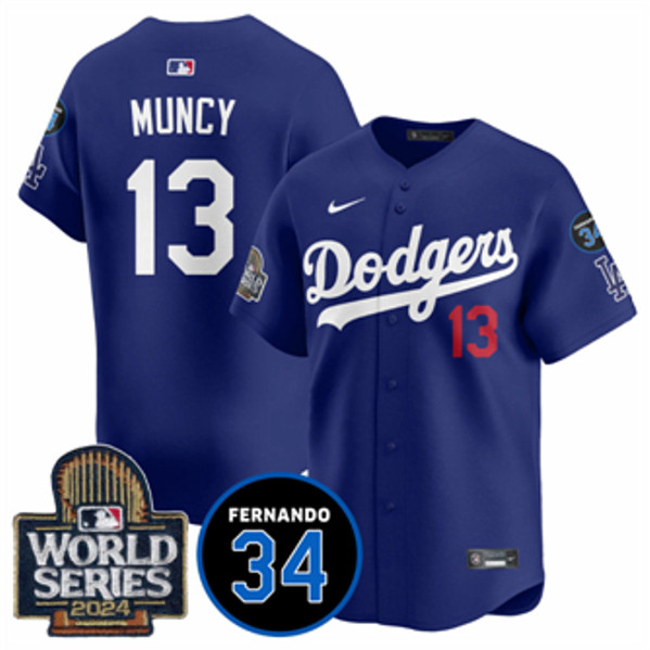 Los Angeles Dodgers #13 Max Muncy Royal 2024 World Series With Fernando Memorial Patch Alternate Limited Stitched Jersey - Click Image to Close